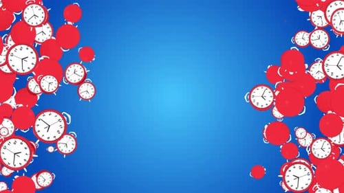 Relojes de alarma cayendo con fondo de efecto de profundidad de campo