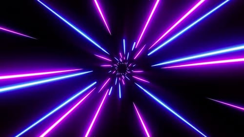 Abstract Neon Light Speed Warp Tunnel