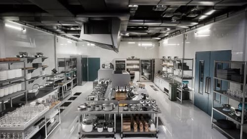 Professional Kitchen , View Counter In Stainless Steel