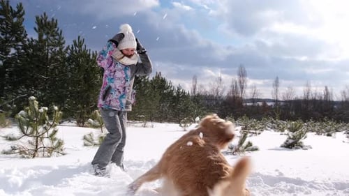 Child with Golden Retriever Dog