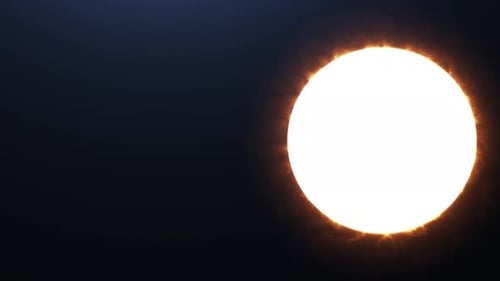 Cinematic Sun from Space with stars in the background.