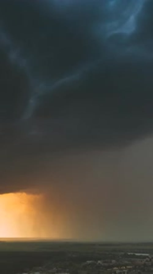 Aerial View Storm Cloudy Rainy
