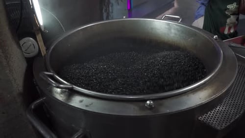 Black sesame seeds in a grinding