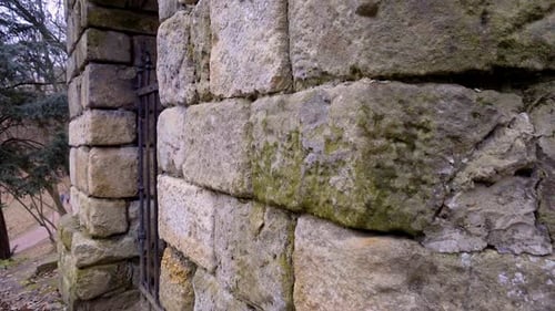 Ruins of masonry walls of an old fortress.