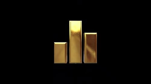 Bar Chart Golden Icon