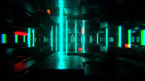 Turquoise Red And Orange Neon Area With Chip Texture Background Vj Loop I 4K
