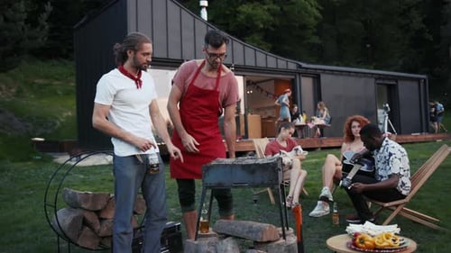 Friends Gather for Backyard Barbeque with Live Music