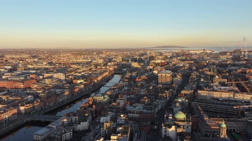 4k Cinematic Drone Footage flying over River Liffey - Co.Dublin - Ireland 021