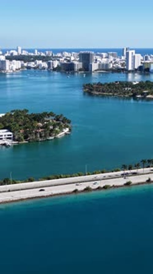 Miami Beach Skyline At Miami Beach In Florida United States.