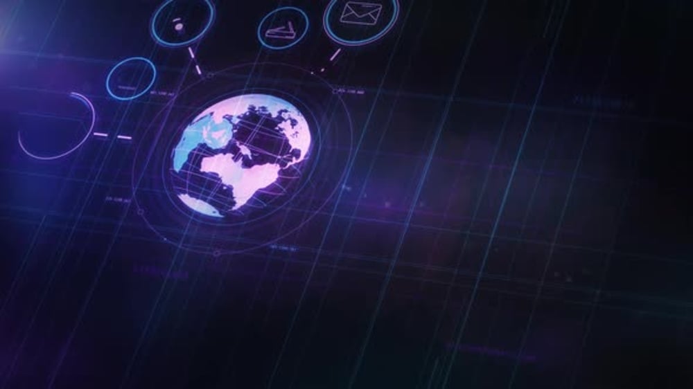 Animated Futuristic Global Technology Network Display, Backgrounds ...