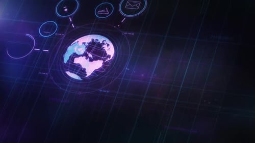 Animated Futuristic Global Technology Network Display
