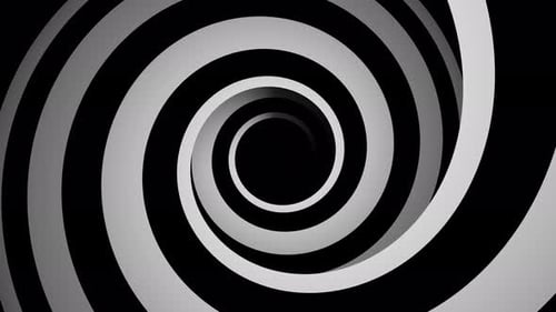 Black and White Spiral Tunnel Hypnotic Illusion Animation Background