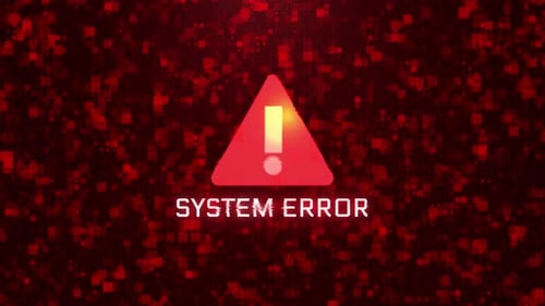 Animated System Error Warning with Digital Glitch Effect