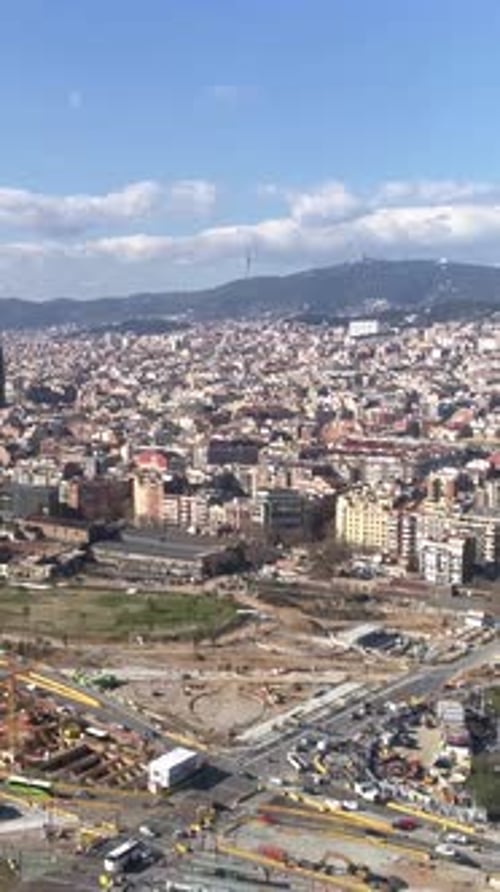 Vertical Video of Barcelona Skyline Aerial View