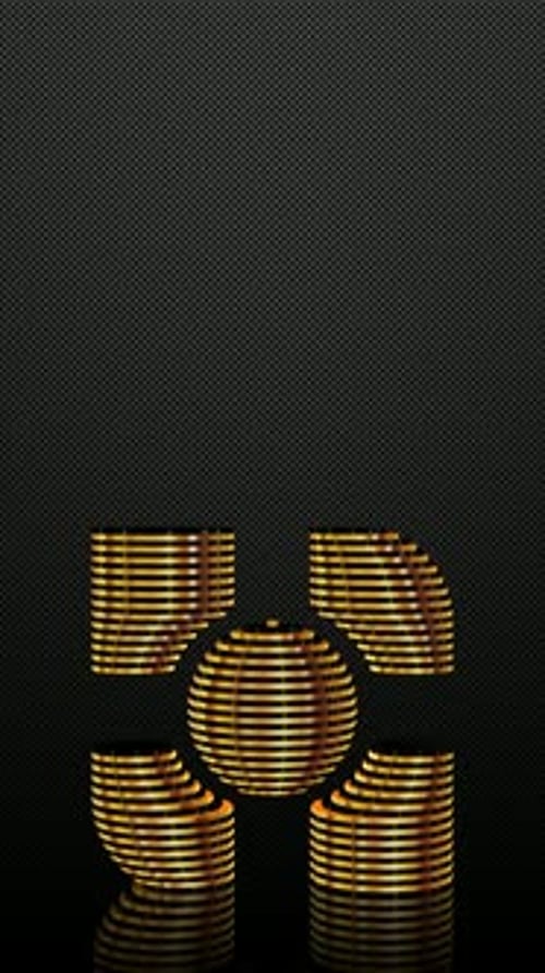 Vertical Background, Black and Gold Figure, Unique Design, Exclusive, Shape, 3D Render, Mirror