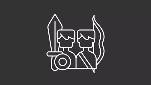 Animated battle arena characters white icon
