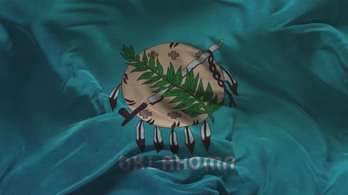 Oklahoma Flag .Slow Motion Cloth Animation -3D Rendering