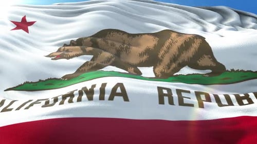Realistic California State Flag Waving Animation