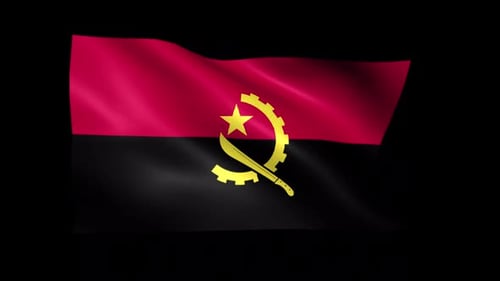 Angola Flag Waving Seamlessly on Black Background