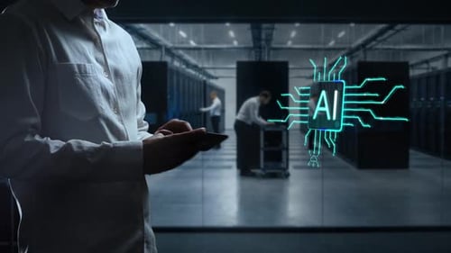 Futuristic AI Chip Digital Network Connection Reveal