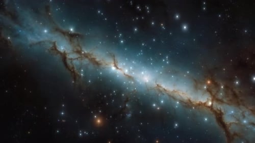 Cinematic Flight Through Glowing Nebula and Twinkling Stars in Deep Space