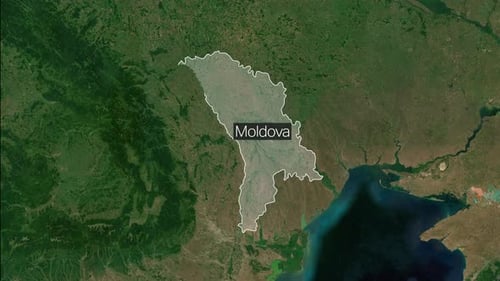 Moldova Country Outline Highlight on Satellite Map