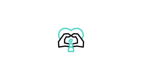 Flat Design Animated Hands Forming Heart Around Person Icon