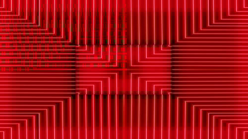 Animação de linha brilhante geométrica abstrata. Fundo de movimento com padrão de linha vermelha néon animado em 4k