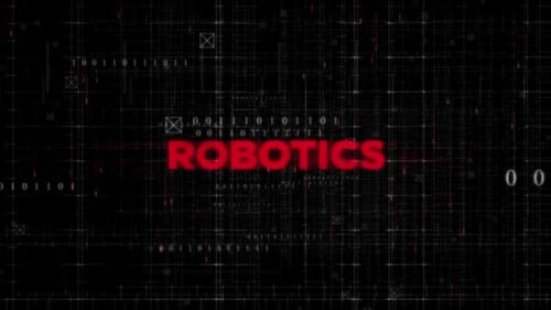 Digital Glitch Text Reveal in Futuristic Binary Grid