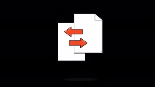 Animated Papers with Arrow Sign. File Sharing Concept Video - Transparent