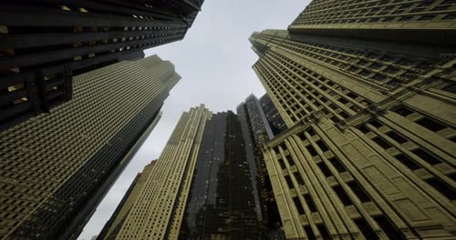 Tall Buildings Captured From a Low Angle in an Urban Setting with Cloudy Sky