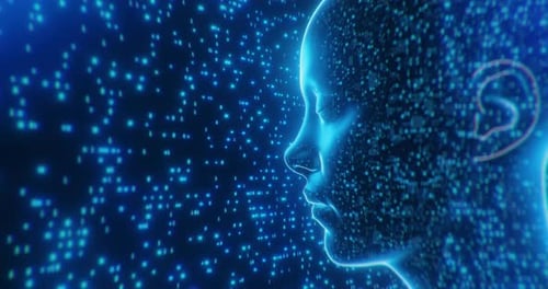 Responsable de l'intelligence artificielle avec fond de données numériques