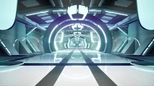 Futuristic Illuminated Corridor in a Modern Facility