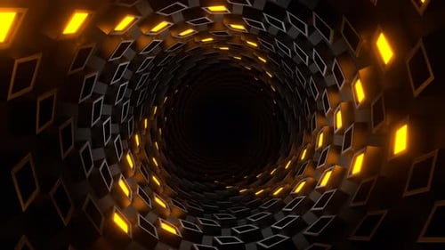 Orangefarbener und weißer zylindrischer spiralförmiger Strobe-Tunnel-Hintergrund VJ Loop In 4K