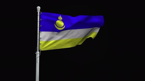 Waving Buryatia Republic National Flag Realistic Animation