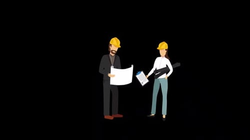 Engineers With Blueprints Alpha Channel