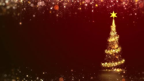 Golden Glitter Christmas Tree Holiday Background Animation