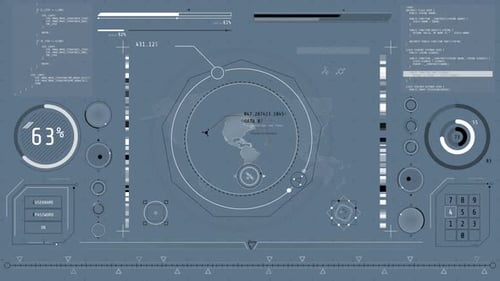 Animation of a Hightech Screen with Satellite Location Tracking