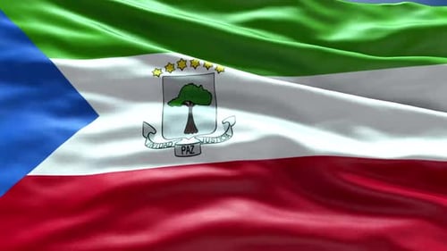 Realistic Equatorial Guinea Flag Waving Seamless Loop