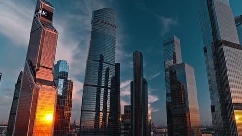 Aerial View of Skyscrapers Moscow City and Business District