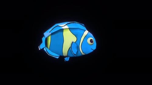 Animiertes Cartoon-Fisch-Loop-Video auf schwarzem Bildschirm