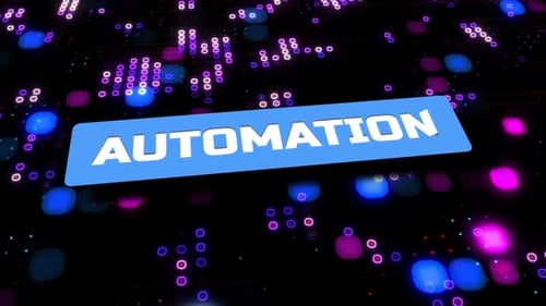 Futuristic Automation Text Reveal on Digital Grid Background