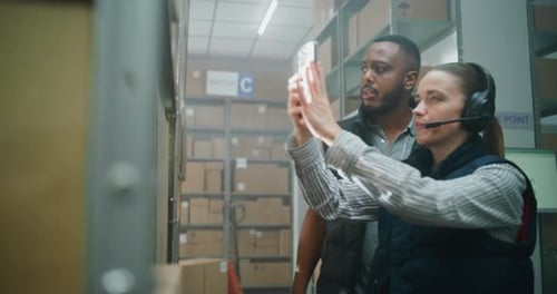 Multiethnic Warehouse Associates Working in Sorting Center of Delivery Service