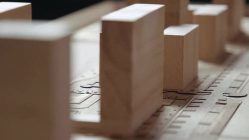 Architectural model of city buildings and layout