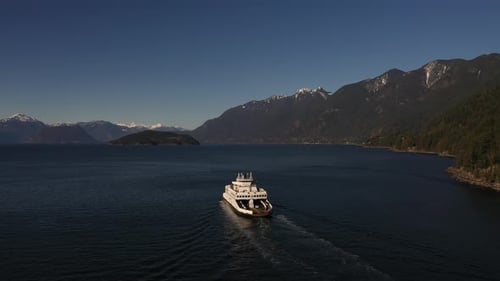 Ferry sailing on the Howe Sound in Britsh Columbia, Canada