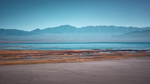 The dry land, the soil by the salt lake in Qinghai, China.