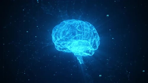 Wireframe, Cyber-Mind, Mensch, KI, Technologie, Zukunft, maschinelles Lernen, Gesicht, Leiterplatte, binärer Datenfluss