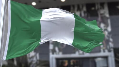 Realistic Waving Nigeria National Flag on a Flagpole