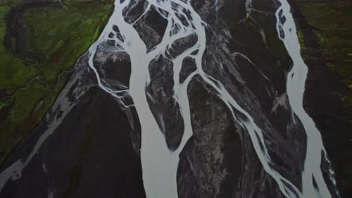 Drone Over Braided River And Estuary