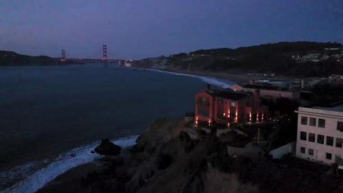 Coastal Residences on Cliffs with Night View of Golden Gate Bridge